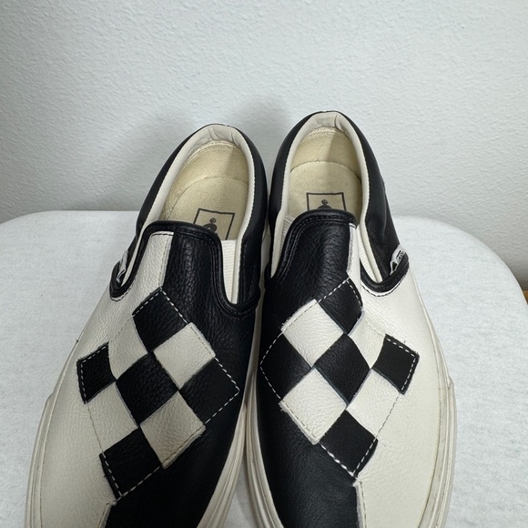 Vans Rare Woven Leather Black White Checkers Slip On Sneakers Size Women’s 5 - Picture 11 of 14